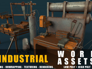 industrial work assets game ready low poly and high poly vol 2 Modèle 3D