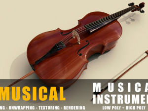 cello musical instruments full detail low poly and high poly 3D मॉडल