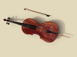 cello musical instruments full detail low poly and high poly 3D Model