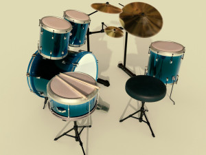 drums musical instruments full detail low poly and high poly Modelo 3D