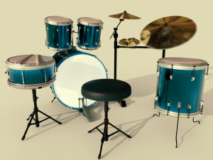 drums musical instruments full detail low poly and high poly Modelo 3D
