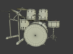 drums musical instruments full detail low poly and high poly Modelo 3D