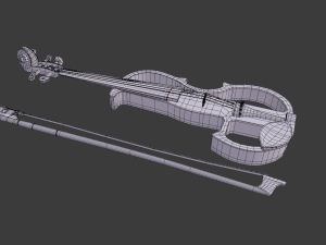 electric violin musical instruments full detail low poly and high poly 3D 모델