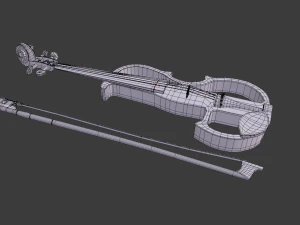 electric violin musical instruments full detail low poly and high poly 3D Model