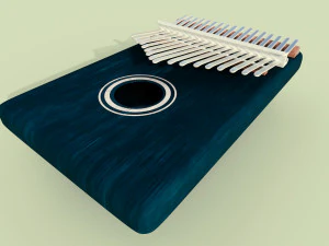 カリンバ楽器のフルディテールの低ポリと高ポリ 3Dモデル