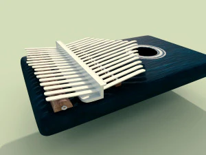 カリンバ楽器のフルディテールの低ポリと高ポリ 3Dモデル