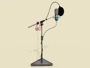 microphone musical instruments full detail low poly and high poly 3D Model