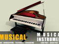 piano musical instruments full detail low poly and high poly 3D Models