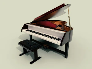 piano musical instruments full detail low poly and high poly 3D Model