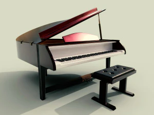 piano musical instruments full detail low poly and high poly 3D Model