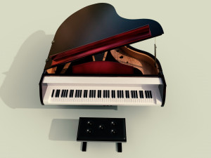 piano musical instruments full detail low poly and high poly Modelo 3D