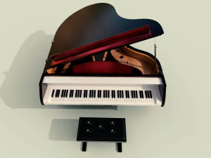 piano musical instruments full detail low poly and high poly 3D Model