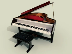 piano musical instruments full detail low poly and high poly 3D Model