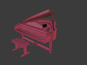 piano musical instruments full detail low poly and high poly 3D Model