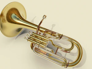 tenor horn instruments full detail low poly and high poly 3D Model