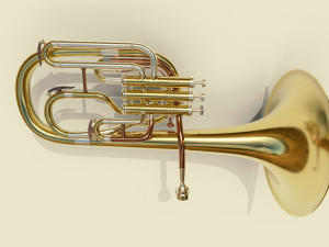 tenor horn instruments full detail low poly and high poly 3D Model