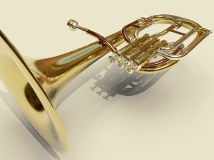tenor horn instruments full detail low poly and high poly 3D Model