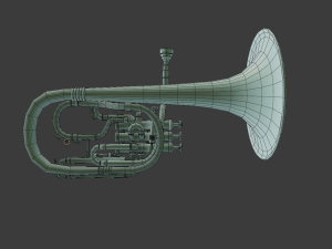tenor horn instruments full detail low poly and high poly 3D Model