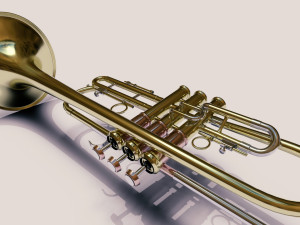 trumopet instruments full detail low poly and high poly Modèle 3D