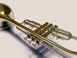 trumopet instruments full detail low poly and high poly 3D Model
