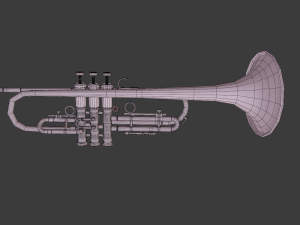trumopet instruments full detail low poly and high poly Modèle 3D