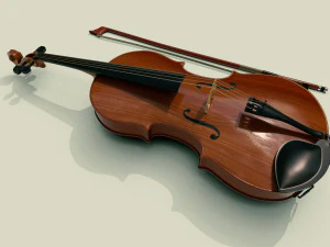 instrumentos de violino detalhe completo baixo poli e alto poli Modelo 3D