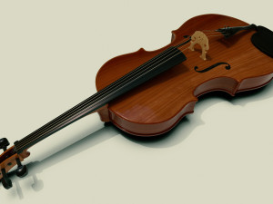 violin instruments full detail low poly and high poly 3D Model