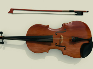 violin instruments full detail low poly and high poly 3D Model