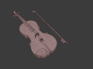 violin instruments full detail low poly and high poly 3D Model