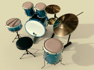 Collezione di 15 strumenti musicali con dettagli completi low poly e high poly Modello 3D