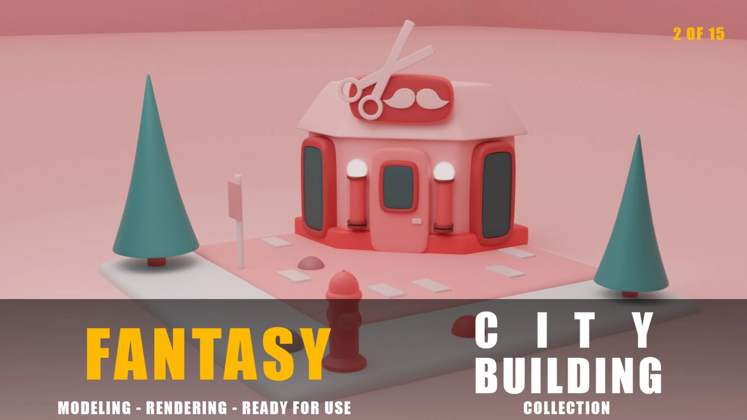 barber fantasy building collection cartoon city 3D Model .c4d .max .obj .3ds .fbx .stl .blend 