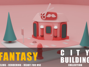 barber fantasy building collection cartoon city 3D मॉडल