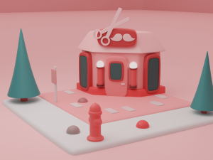 barber fantasy building collection cartoon city 3D Модель