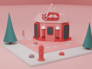 barber fantasy building collection cartoon city 3D Model