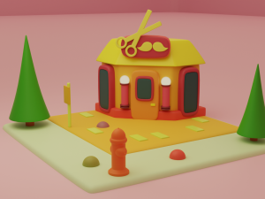 barber fantasy building collection cartoon city 3D Модель