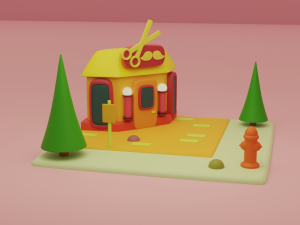 barber fantasy building collection cartoon city 3D Модель