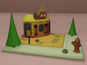 barber fantasy building collection cartoon city 3D Модель