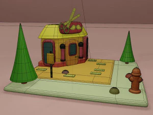 barber fantasy building collection cartoon city 3D Model