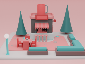 coffe fantasy building collection cartoon city 3D मॉडल