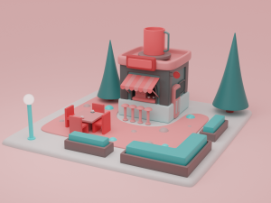 coffe fantasy building collection cartoon city 3D मॉडल