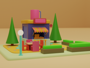 coffe fantasy building collection cartoon city 3D मॉडल