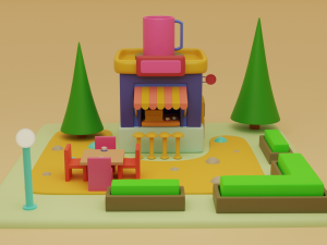 coffe fantasy building collection cartoon city 3D मॉडल