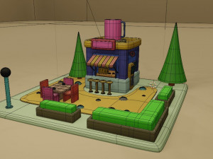 coffe fantasy building collection cartoon city 3D मॉडल