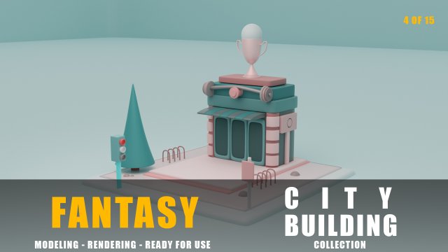 gym fantasy building collection cartoon city Modèle 3D .c4d .max .obj .3ds .fbx .stl .blend 