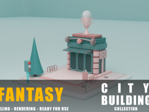 gym fantasy building collection cartoon city 3D मॉडल