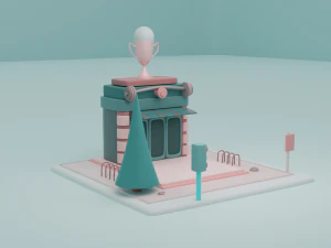 gym fantasy building collection cartoon city 3D Model