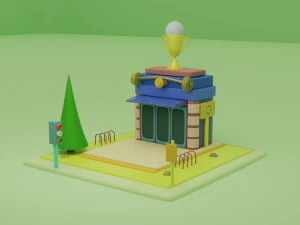 gym fantasy building collection cartoon city 3D Model