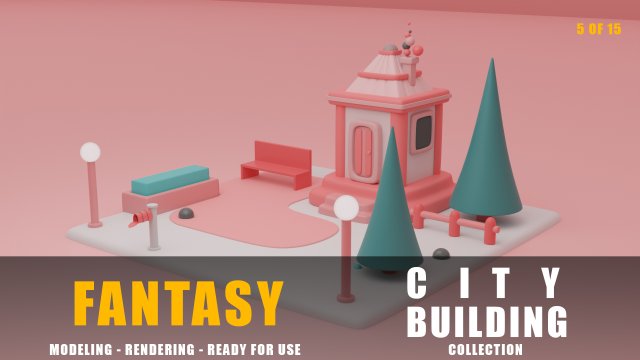 house fantasy building collection cartoon city 3D Модель .c4d .max .obj .3ds .fbx .stl .blend 