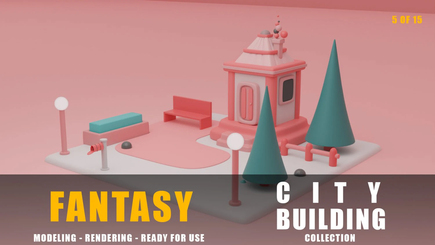 house fantasy building collection cartoon city 3D Model .c4d .max .obj .3ds .fbx .stl .blend 