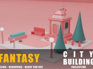 house fantasy building collection cartoon city 3D मॉडल